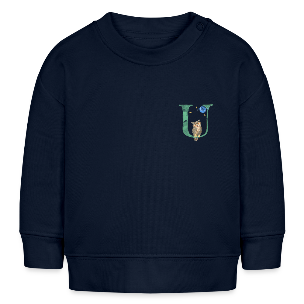 Baby Sweatshirt personalisiert – Bio-Baumwolle Buchstabe "U" - Navy