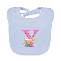 Baby Lätzchen personalisiert – Bio-Baumwolle mit Buchstabe "Y" 🌱🍼 - sky Blue