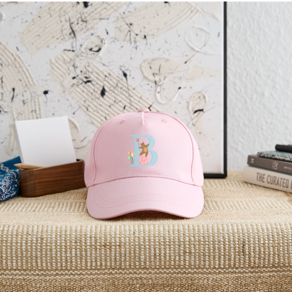 Kinder Snapback Cap personalisiert –  mit Anfangsbuchstaben "B" - Hellrosa