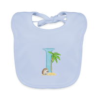 Baby Lätzchen personalisiert – Bio-Baumwolle mit Buchstabe "I" 🌱🍼 - sky Blue