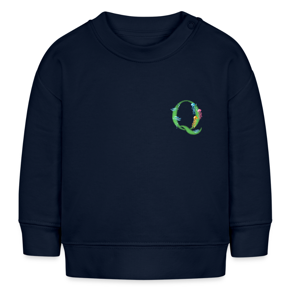 Baby Sweatshirt personalisiert – Bio-Baumwolle Buchstabe "Q" - Navy