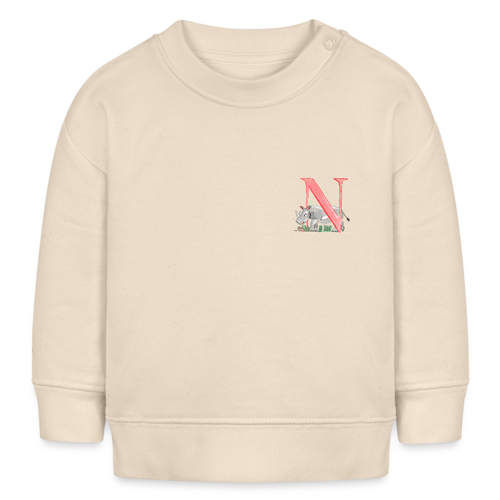 Baby Sweatshirt personalisiert – Bio-Baumwolle Buchstabe "N" - Weißgrau