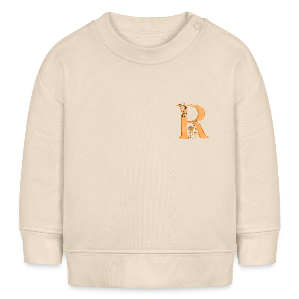 Baby Sweatshirt personalisiert – Bio-Baumwolle Buchstabe "R" - Weißgrau