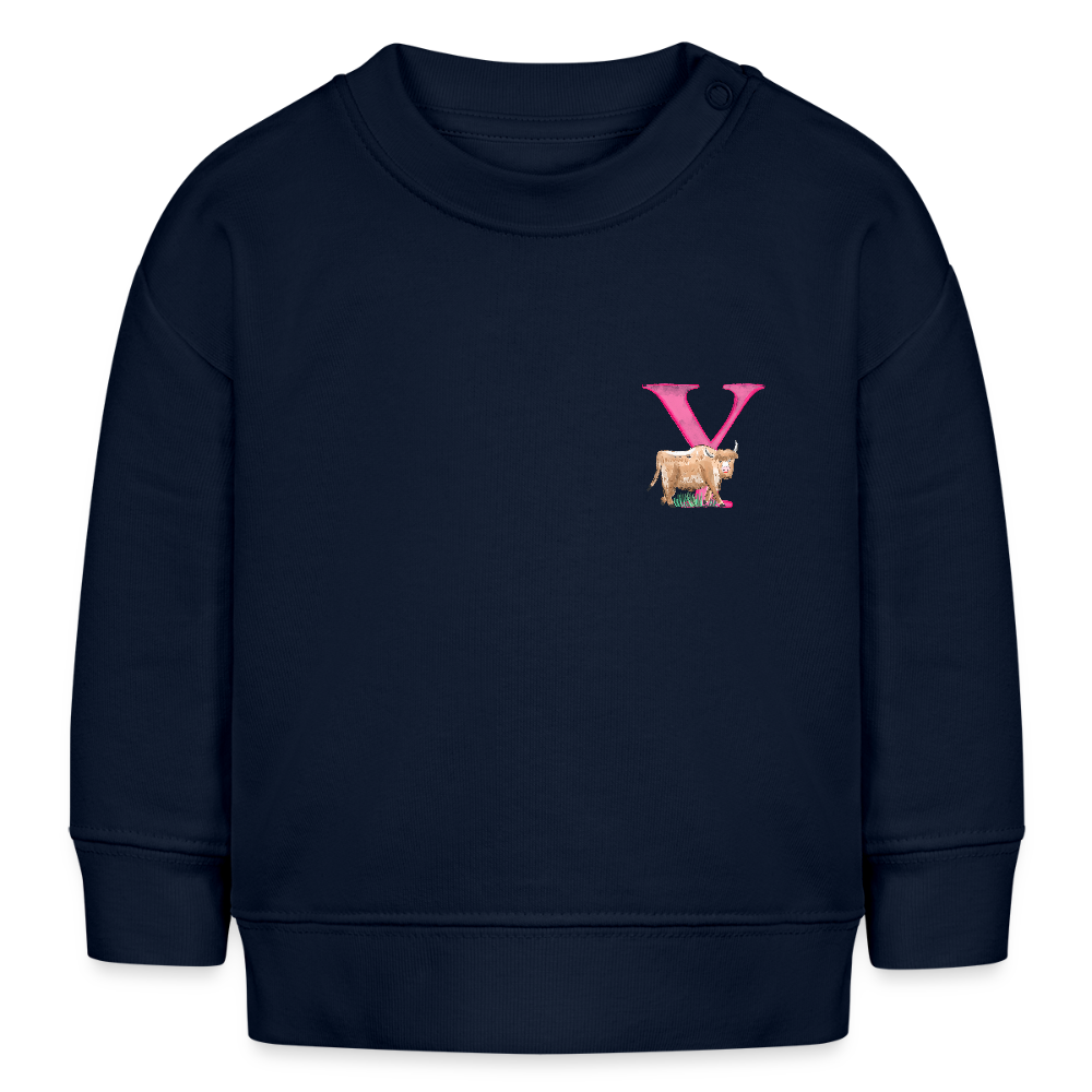 Baby Sweatshirt personalisiert – Bio-Baumwolle Buchstabe "Y" - Navy