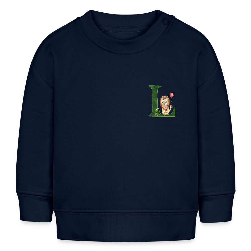 Baby Sweatshirt personalisiert – Bio-Baumwolle Buchstabe "L" - Navy