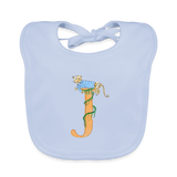 Baby Lätzchen personalisiert – Bio-Baumwolle mit Buchstabe "J" 🌱🍼 - sky Blue