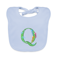Baby Lätzchen personalisiert – Bio-Baumwolle mit Buchstabe "Q" 🌱🍼 - sky Blue