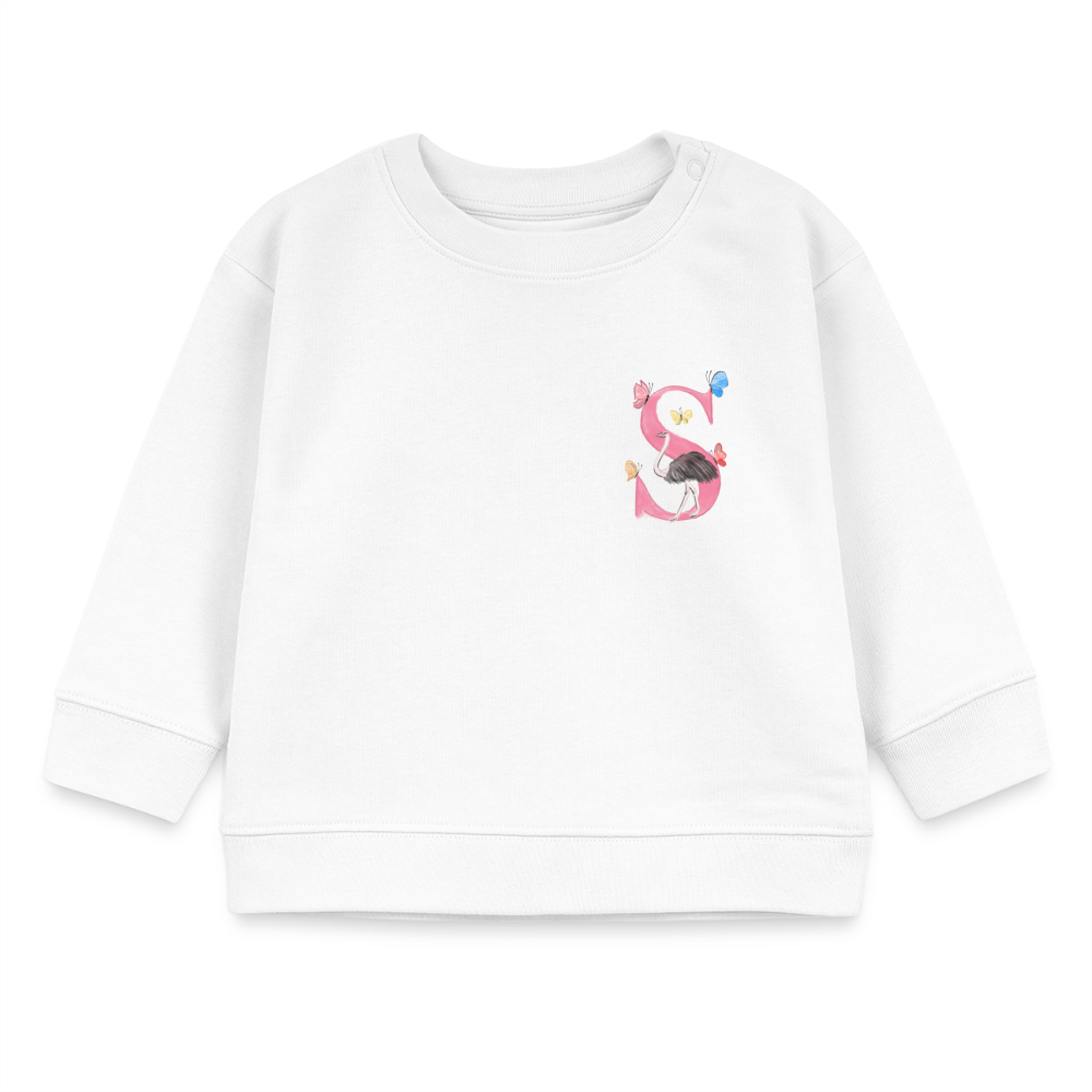 Baby Sweatshirt personalisiert – Bio-Baumwolle Buchstabe "S" - Weiß