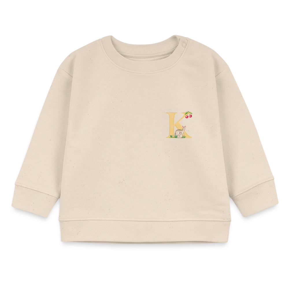 Baby Sweatshirt personalisiert – Bio-Baumwolle Buchstabe "K" - Weißgrau