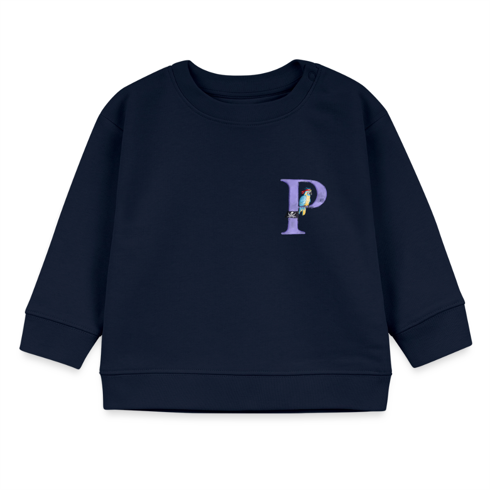 Baby Sweatshirt personalisiert – Bio-Baumwolle Buchstabe "P" - Navy
