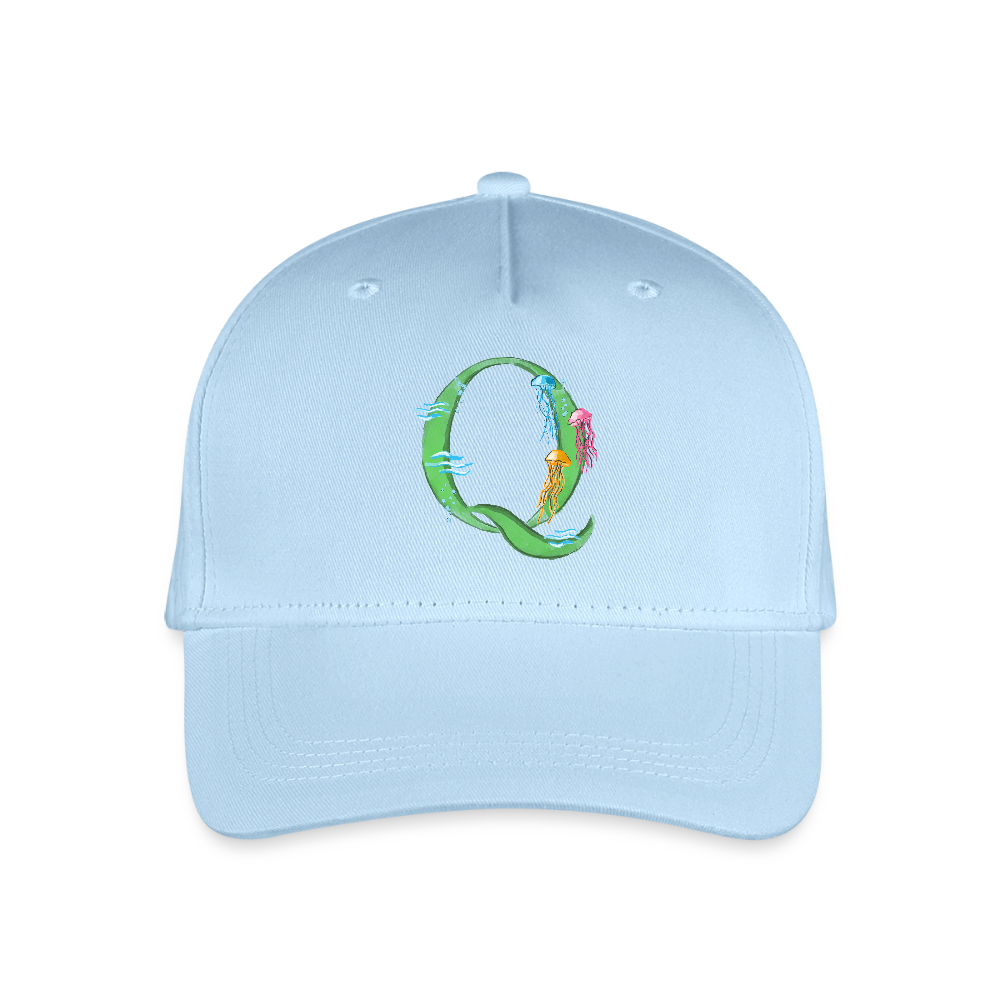 Kinder Snapback Cap personalisiert –  mit Anfangsbuchstaben "Q" - Hellblau