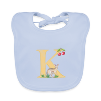 Baby Lätzchen personalisiert – Bio-Baumwolle mit Buchstabe "K" 🌱🍼 - sky Blue