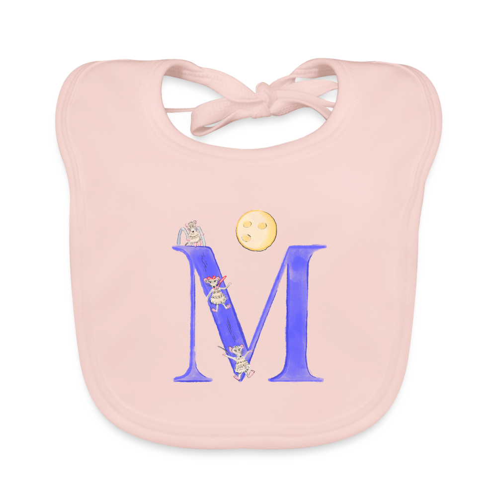 Baby Lätzchen personalisiert – Bio-Baumwolle mit Buchstabe "M" 🌱🍼 - Rose