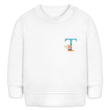 Baby Sweatshirt personalisiert – Bio-Baumwolle Buchstabe "T" - Weiß