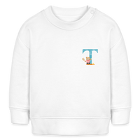 Baby Sweatshirt personalisiert – Bio-Baumwolle Buchstabe "T" - Weiß
