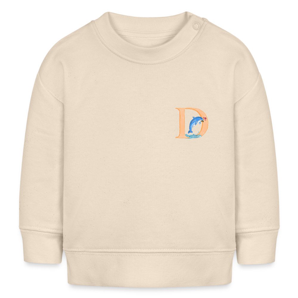 Baby Sweatshirt personalisiert – Bio-Baumwolle Buchstabe "D" - Weißgrau