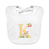 Baby Lätzchen personalisiert – Bio-Baumwolle mit Buchstabe "K" 🌱🍼 - Weiß