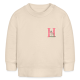 Baby Sweatshirt personalisiert – Bio-Baumwolle Buchstabe "H" Hirsch - Weißgrau