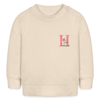 Baby Sweatshirt personalisiert – Bio-Baumwolle Buchstabe "H" Hirsch - Weißgrau