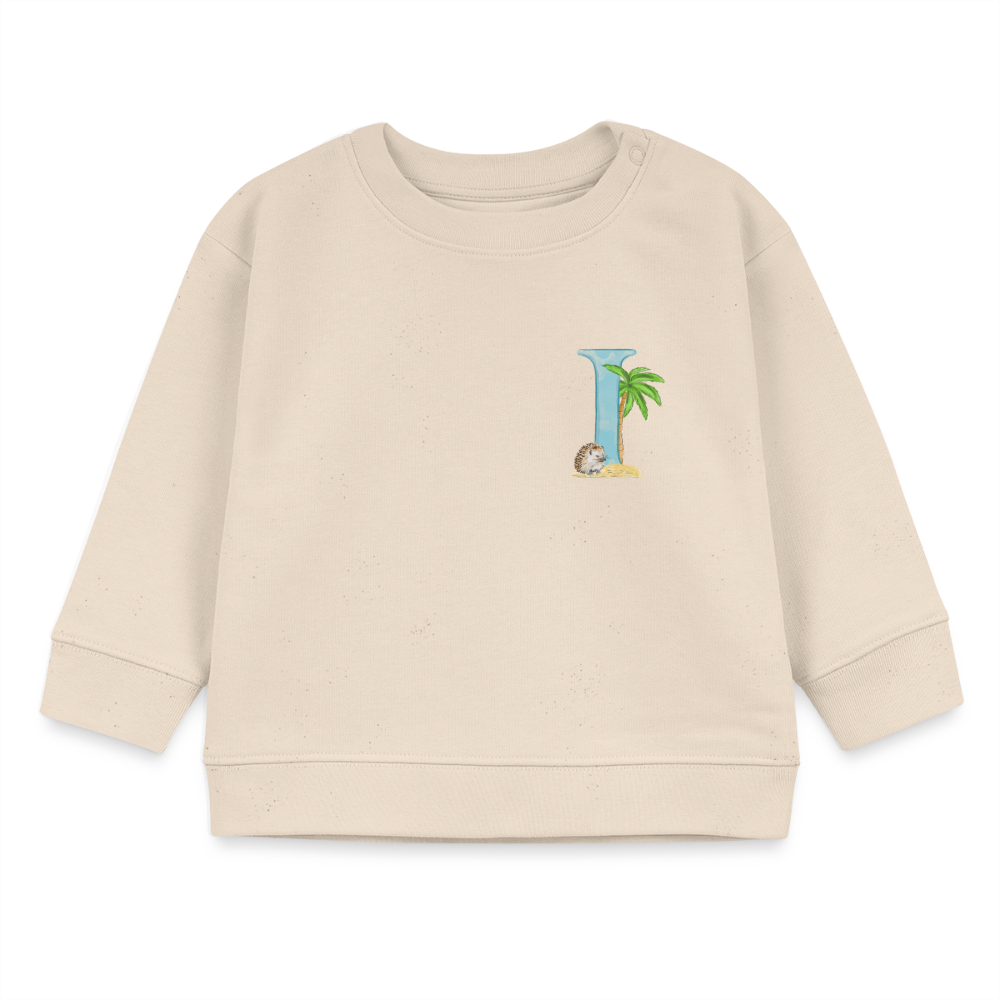 Baby Sweatshirt personalisiert – Bio-Baumwolle Buchstabe "I" - Weißgrau