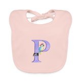 Baby Lätzchen personalisiert – Bio-Baumwolle mit Buchstabe "P" 🌱🍼 - Rose