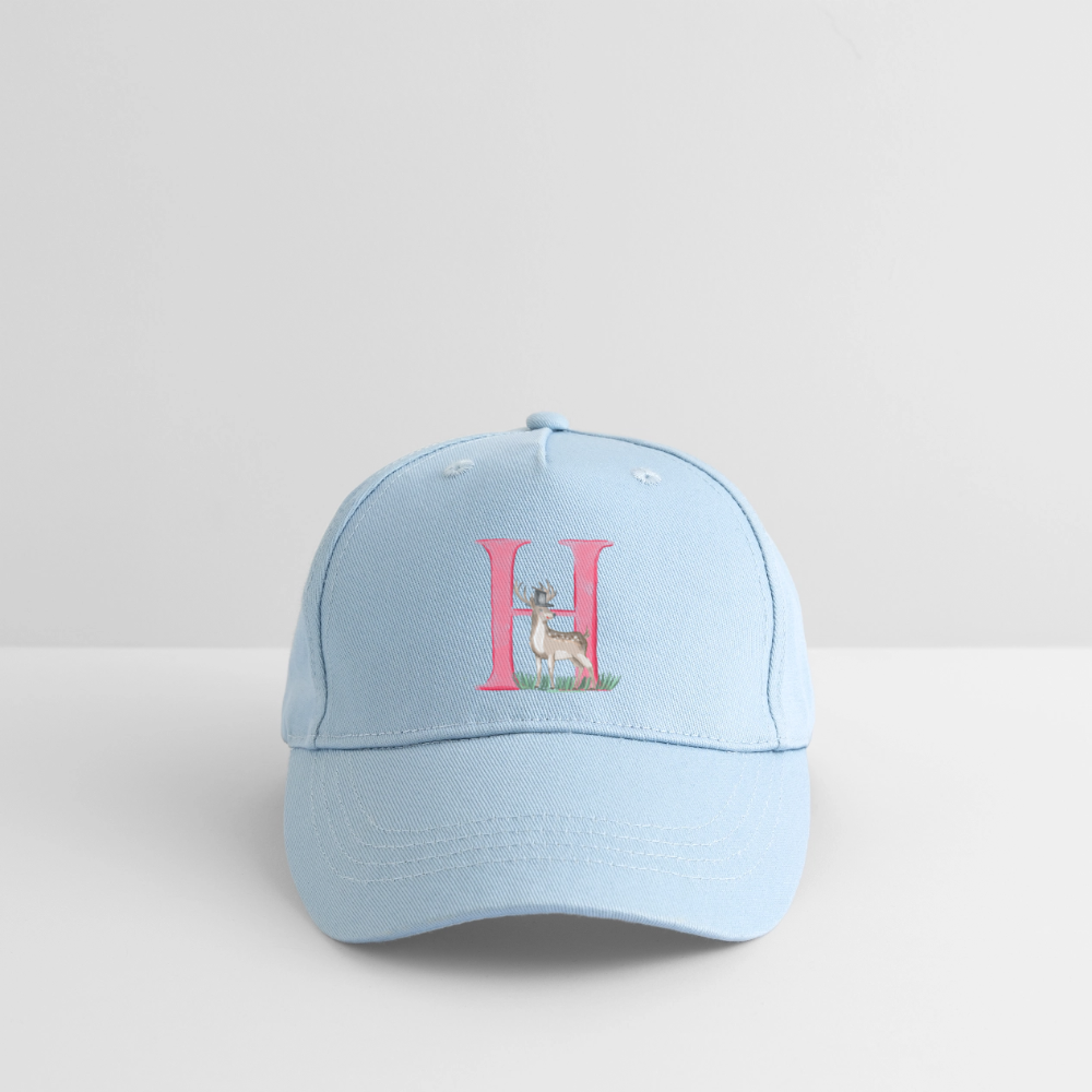 Kinder Snapback Cap personalisiert –  mit Anfangsbuchstaben "H" Hirsch - Hellblau