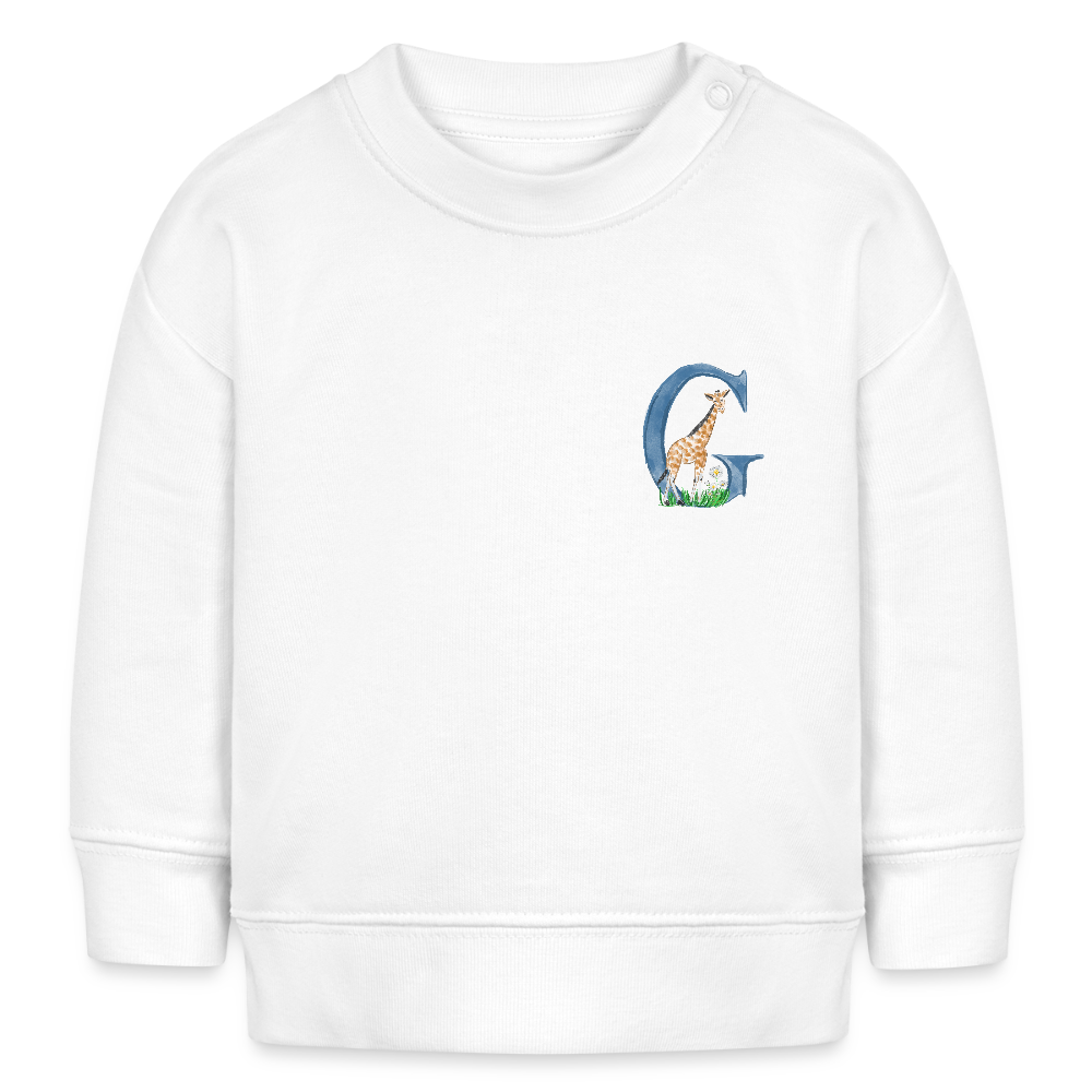 Baby Sweatshirt personalisiert – Bio-Baumwolle Buchstabe "G" - Weiß