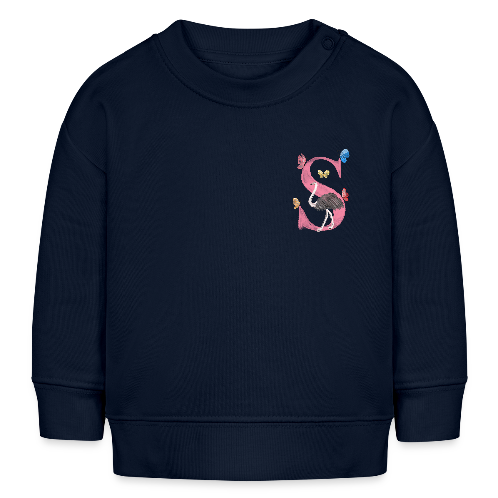 Baby Sweatshirt personalisiert – Bio-Baumwolle Buchstabe "S" - Navy