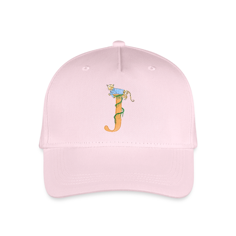 Kinder Snapback Cap personalisiert –  mit Anfangsbuchstaben "J" Blau - Hellrosa