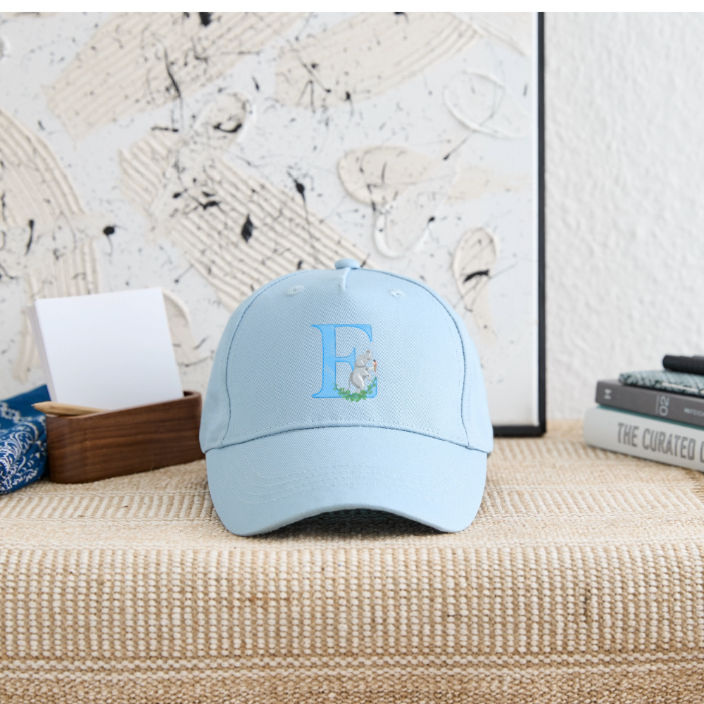 Kinder Snapback Cap personalisiert –  mit Anfangsbuchstaben "E" - Hellblau