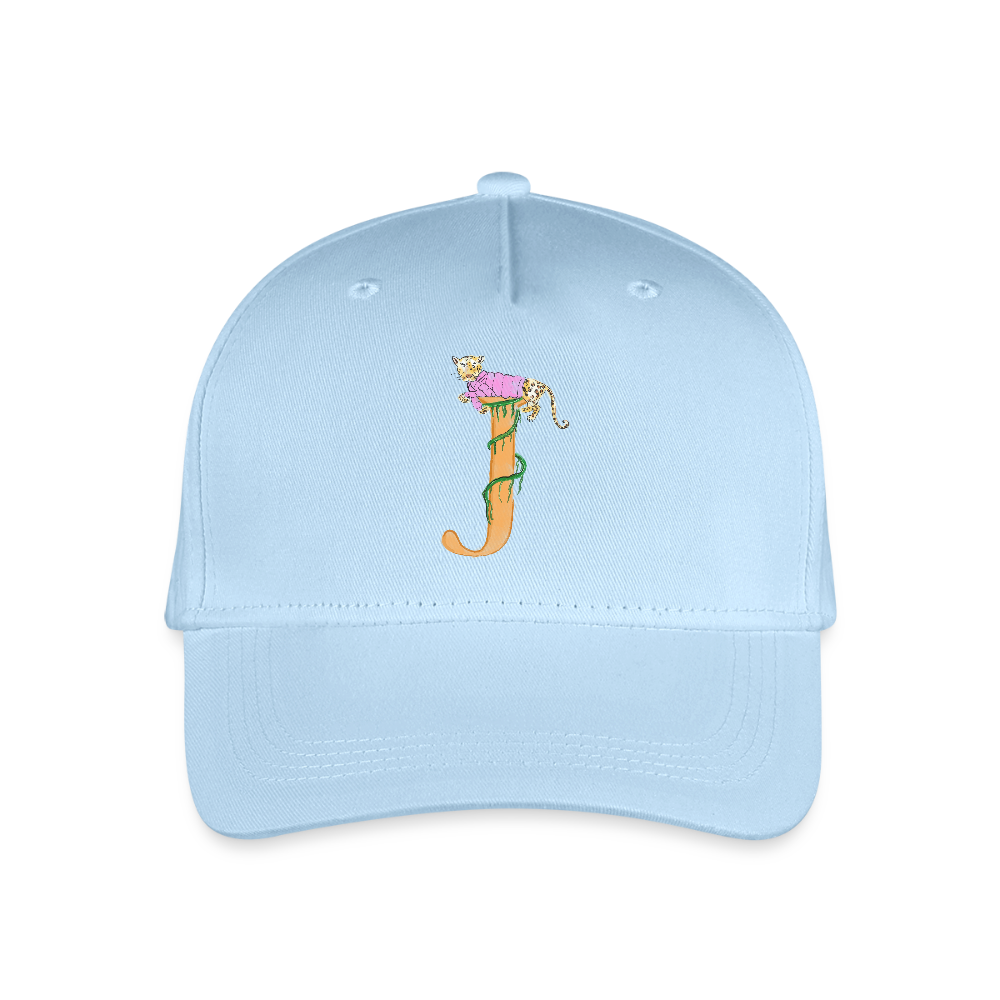 Kinder Snapback Cap personalisiert –  mit Anfangsbuchstaben "J" Rosa - Hellblau