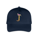 Kinder Snapback Cap personalisiert –  mit Anfangsbuchstaben "J" Rosa - Navy