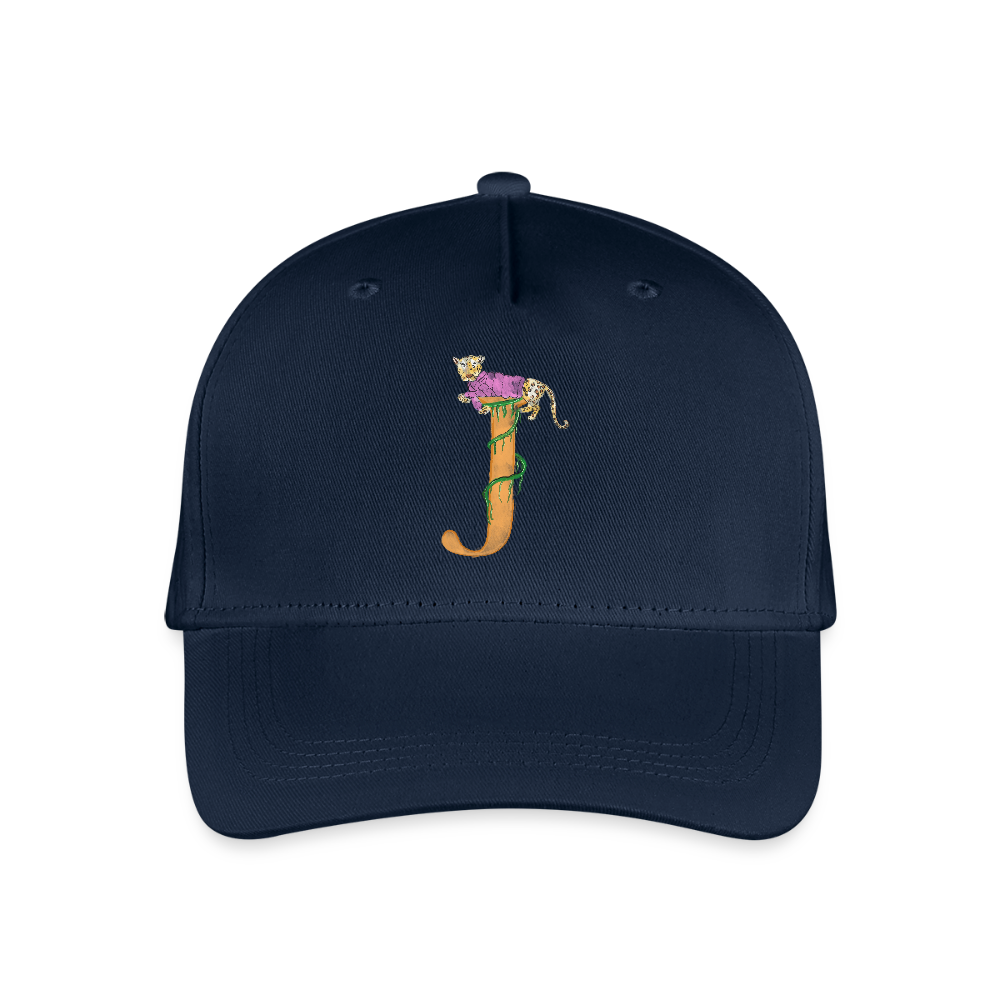 Kinder Snapback Cap personalisiert –  mit Anfangsbuchstaben "J" Rosa - Navy
