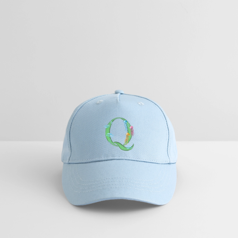 Kinder Snapback Cap personalisiert –  mit Anfangsbuchstaben "Q" - Hellblau