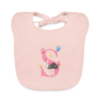 Baby Lätzchen personalisiert – Bio-Baumwolle mit Buchstabe "S" 🌱🍼 - Rose