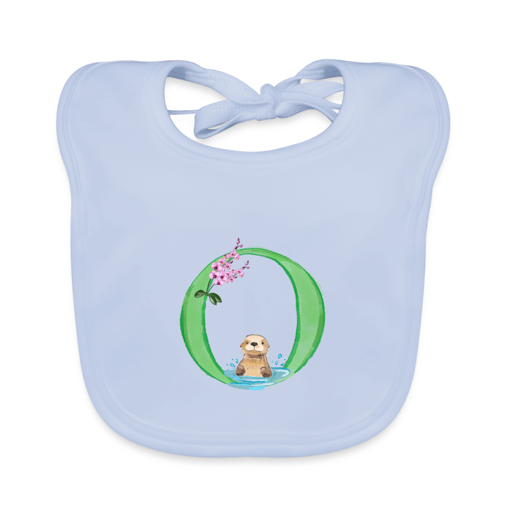 Baby Lätzchen personalisiert – Bio-Baumwolle mit Buchstabe "O" 🌱🍼 - sky Blue