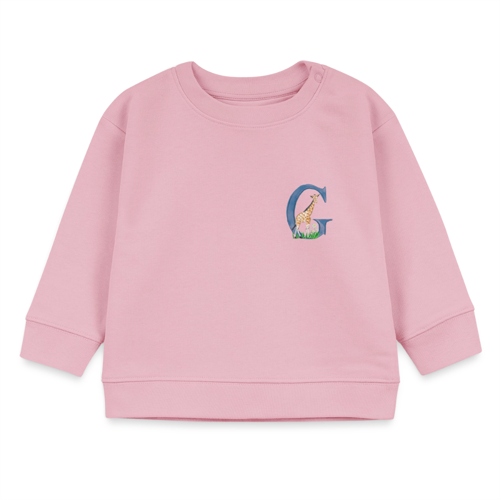 Baby Sweatshirt personalisiert – Bio-Baumwolle Buchstabe "G" - Hellrosa