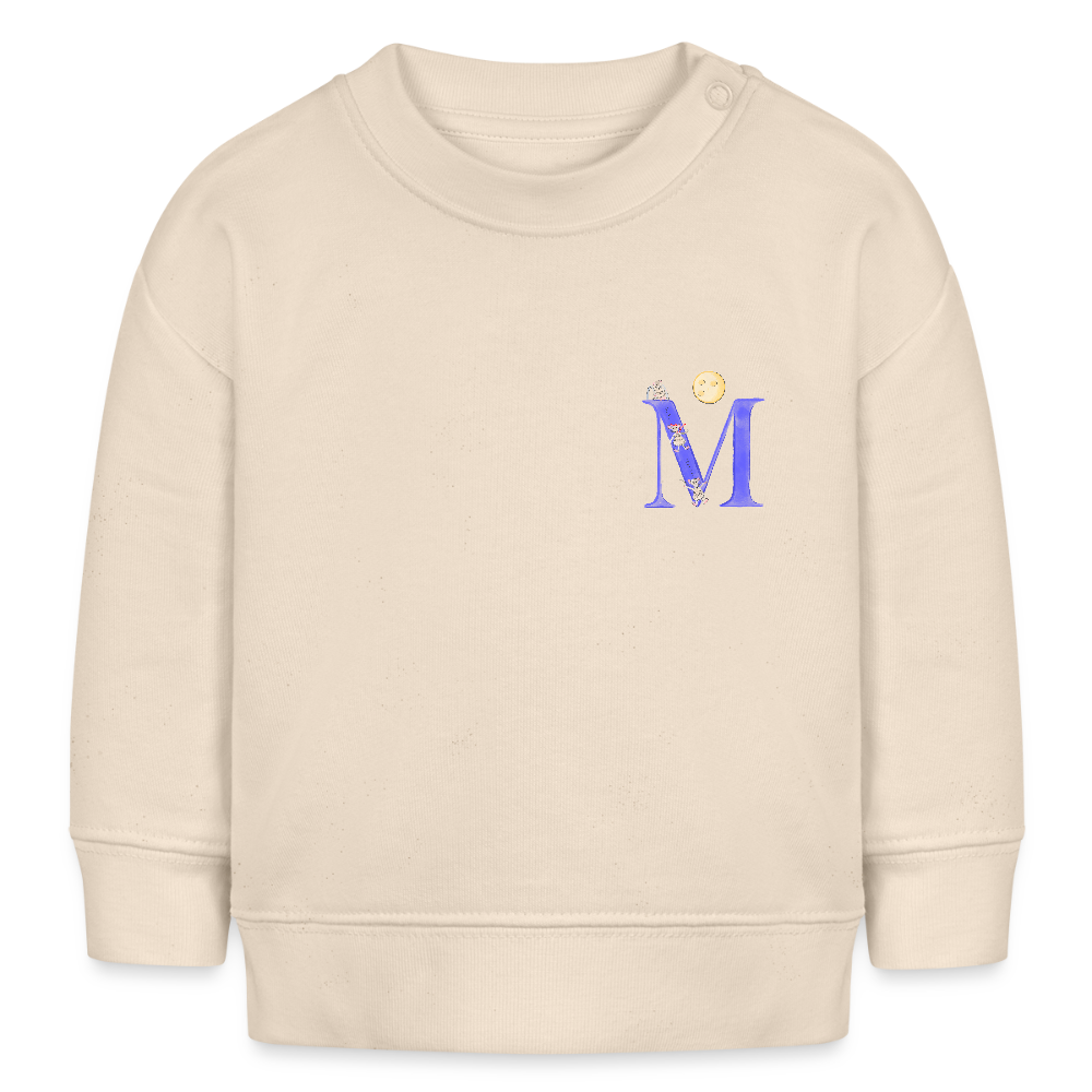 Baby Sweatshirt personalisiert – Bio-Baumwolle Buchstabe "M" - Weißgrau