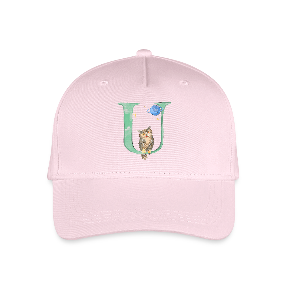 Kinder Snapback Cap personalisiert –  mit Anfangsbuchstaben "U" - Hellrosa