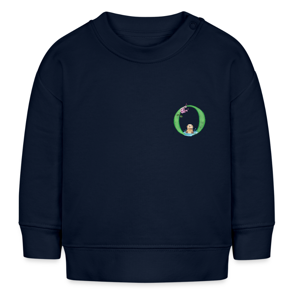 Baby Sweatshirt personalisiert – Bio-Baumwolle Buchstabe "O" - Navy