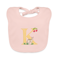 Baby Lätzchen personalisiert – Bio-Baumwolle mit Buchstabe "K" 🌱🍼 - Rose
