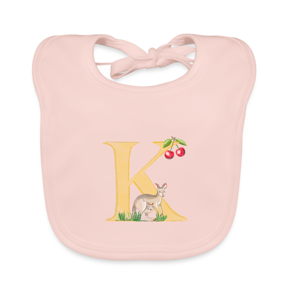 Baby Lätzchen personalisiert – Bio-Baumwolle mit Buchstabe "K" 🌱🍼 - Rose