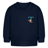Baby Sweatshirt personalisiert – Bio-Baumwolle Buchstabe "T" - Navy