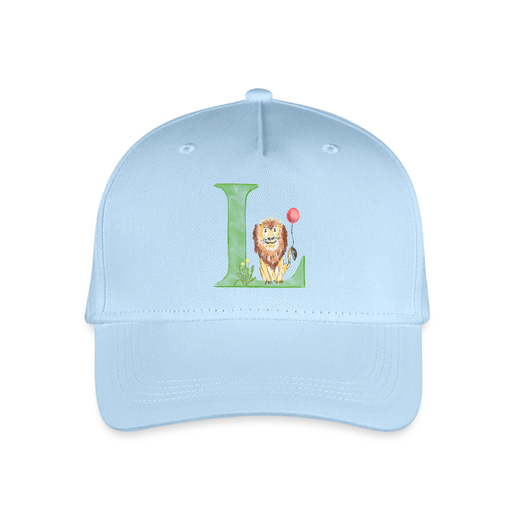 Kinder Snapback Cap personalisiert –  mit Anfangsbuchstaben "L" - Hellblau