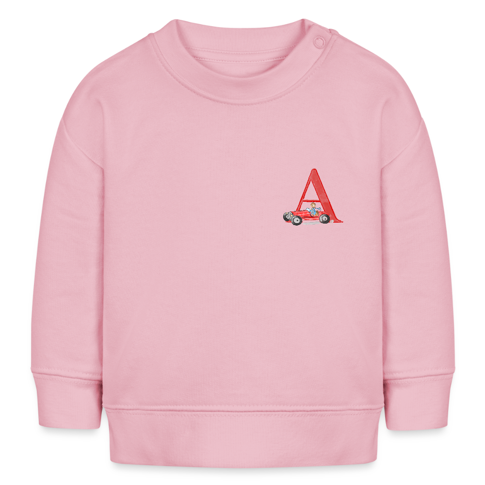 Baby Sweatshirt personalisiert – Bio-Baumwolle Buchstabe "A" - Hellrosa