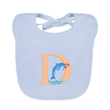 Baby Lätzchen personalisiert – Bio-Baumwolle mit Buchstabe "D" 🌱🍼 - sky Blue