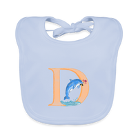 Baby Lätzchen personalisiert – Bio-Baumwolle mit Buchstabe "D" 🌱🍼 - sky Blue