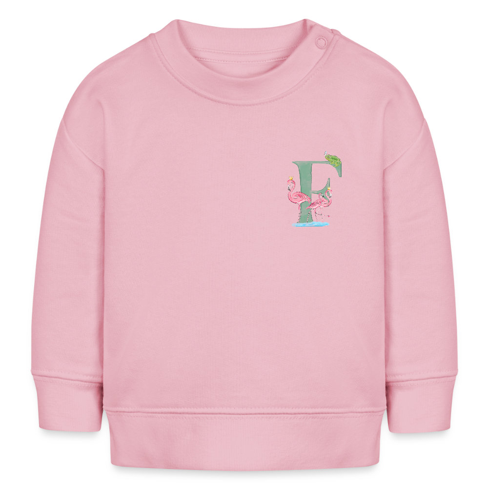 Baby Sweatshirt personalisiert – Bio-Baumwolle Buchstabe "F" - Hellrosa