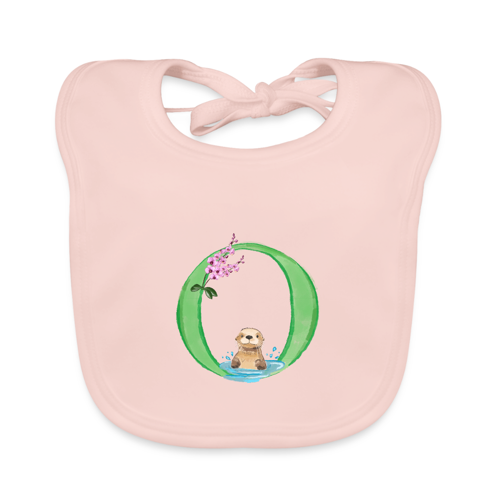 Baby Lätzchen personalisiert – Bio-Baumwolle mit Buchstabe "O" 🌱🍼 - Rose