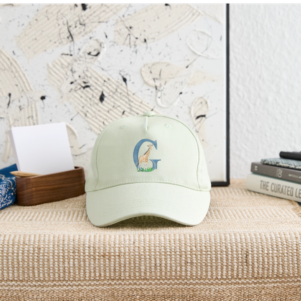 Kinder Snapback Cap personalisiert –  mit Anfangsbuchstaben "G" - Helles Mintgrün